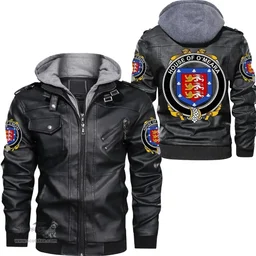Irish House of O'MEARA Coat of Arms Family Crest Ireland Leather Jacket Irish Jackets