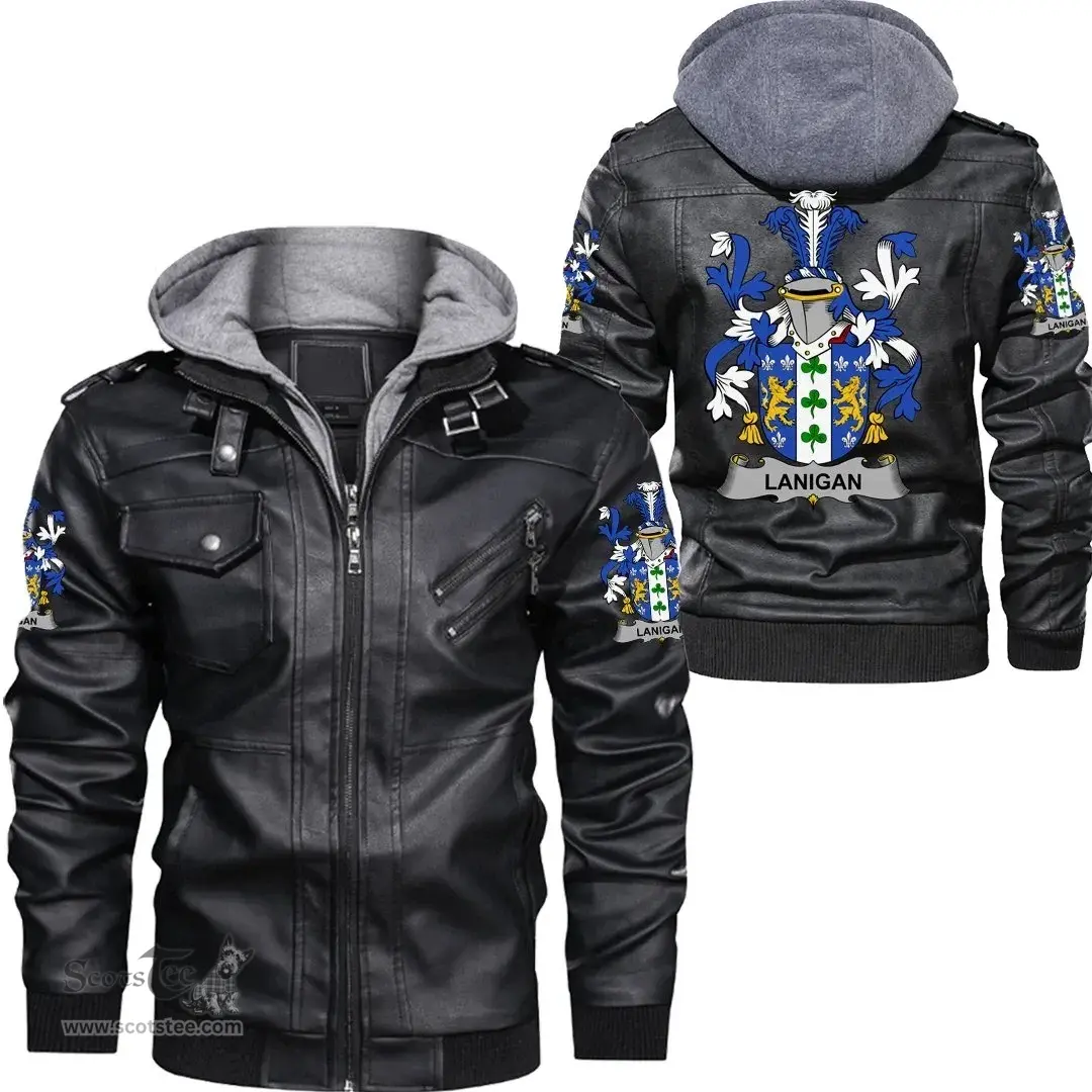 Irish Lanigan or O'Lenigan Coat of Arms Family Crest Ireland Leather Jacket Irish Jackets