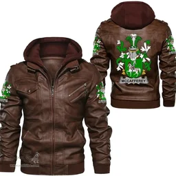 Irish McCafferey or McCaffrey Coat of Arms Family Crest Ireland Leather Jacket Irish Jackets