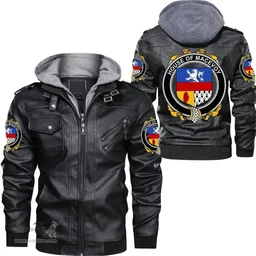 Irish House of MACEVOY Coat of Arms Family Crest Ireland Leather Jacket Irish Jackets