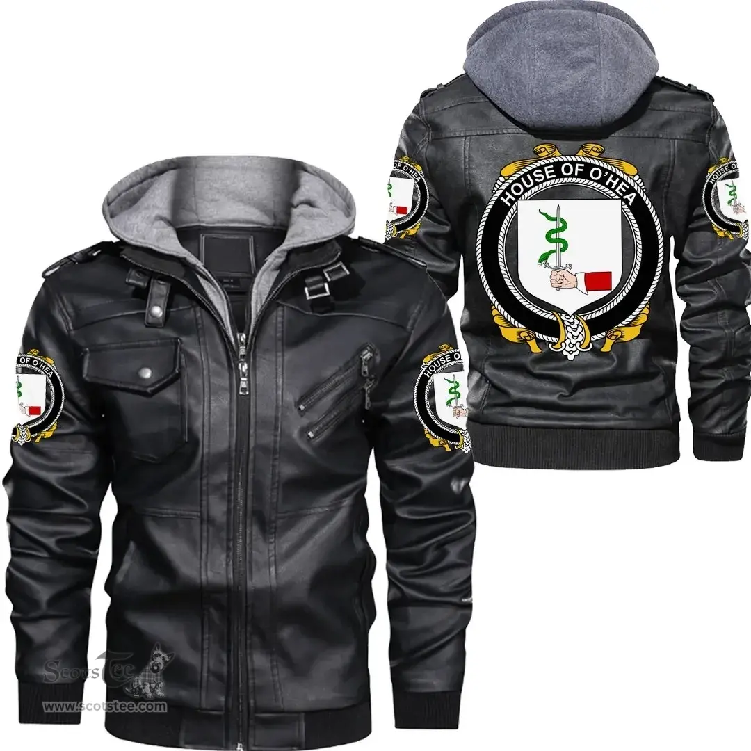 Irish House of O'HEA Coat of Arms Family Crest Ireland Leather Jacket Irish Jackets
