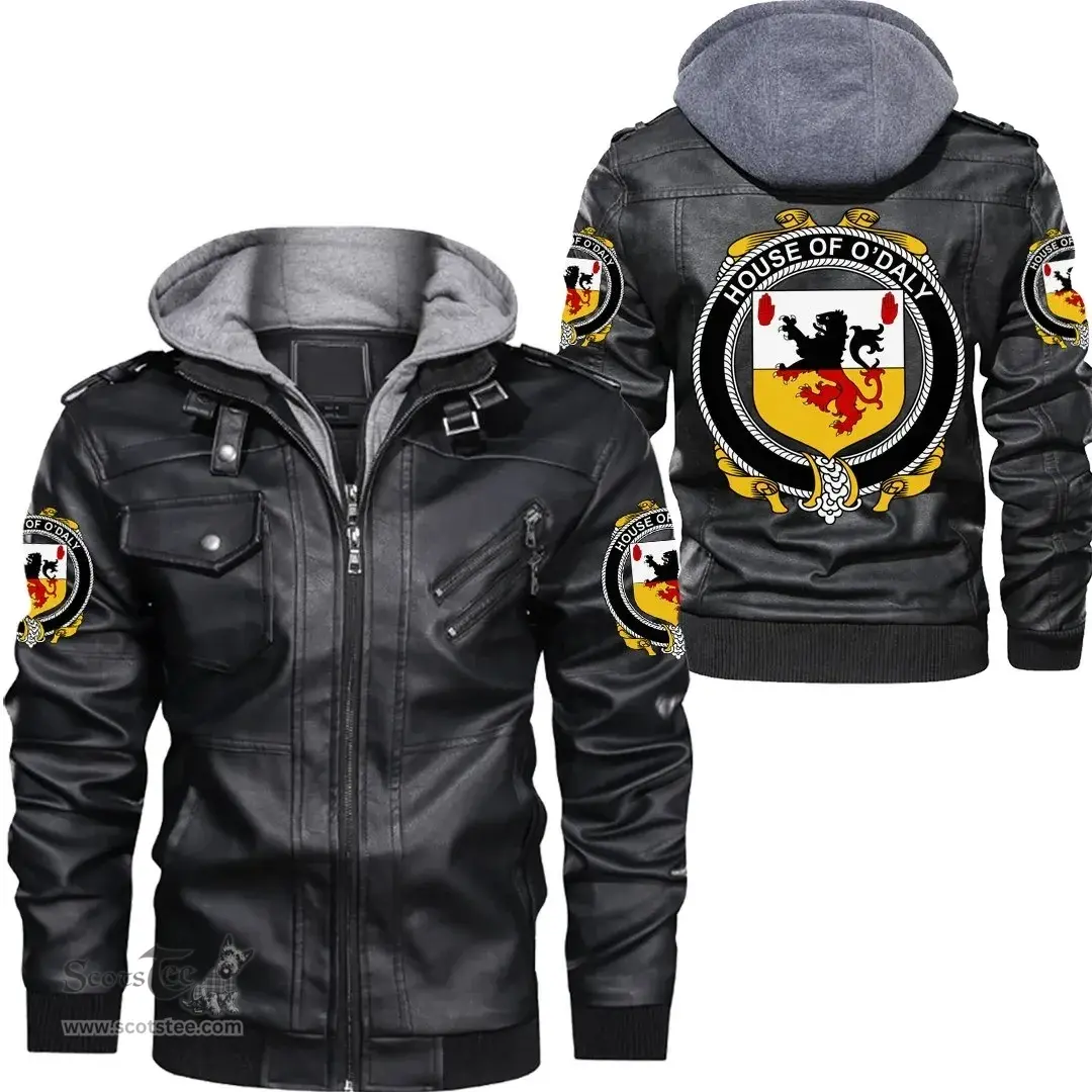Irish House of O'DALY Coat of Arms Family Crest Ireland Leather Jacket Irish Jackets
