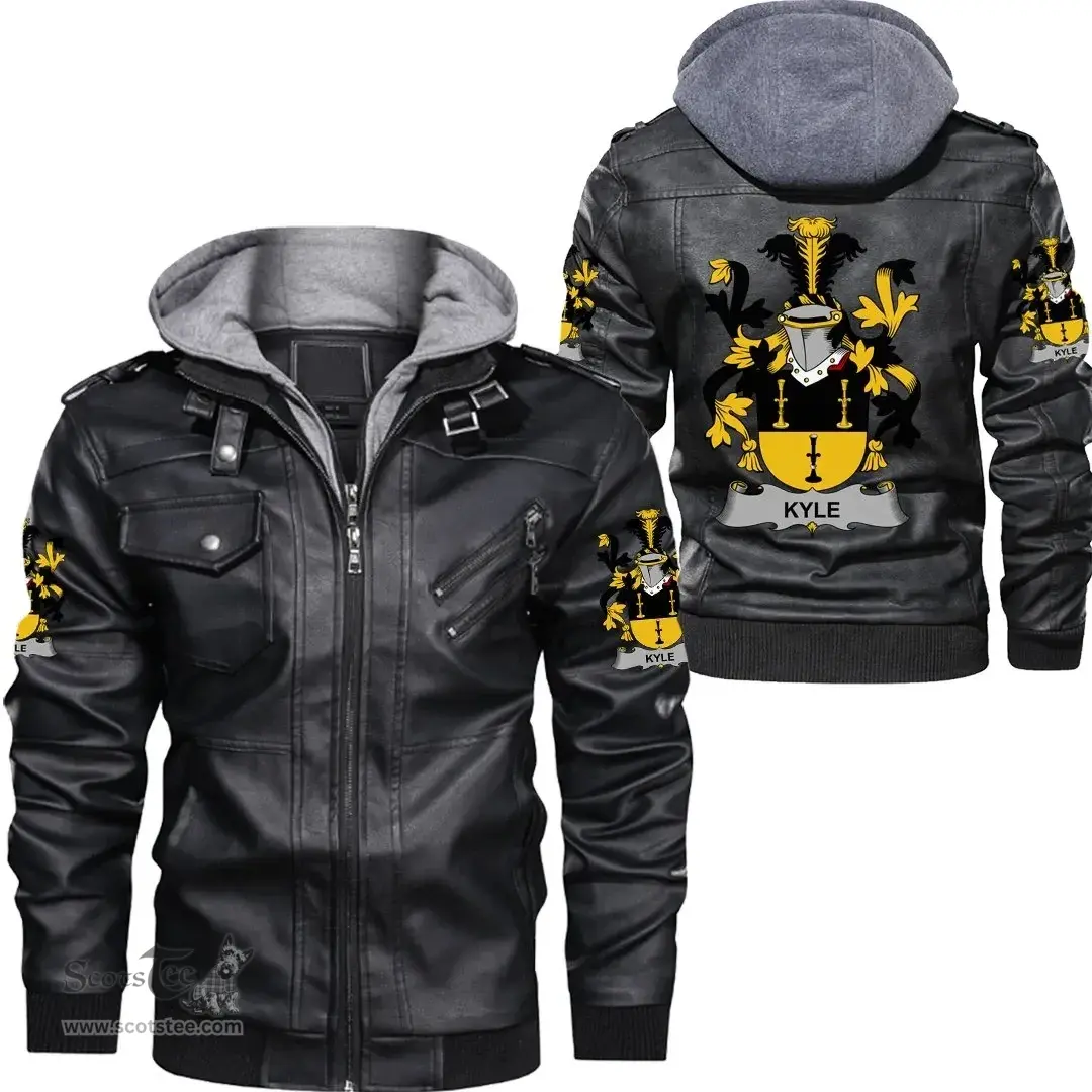 Irish Kyle Coat of Arms Family Crest Ireland Leather Jacket Irish Jackets