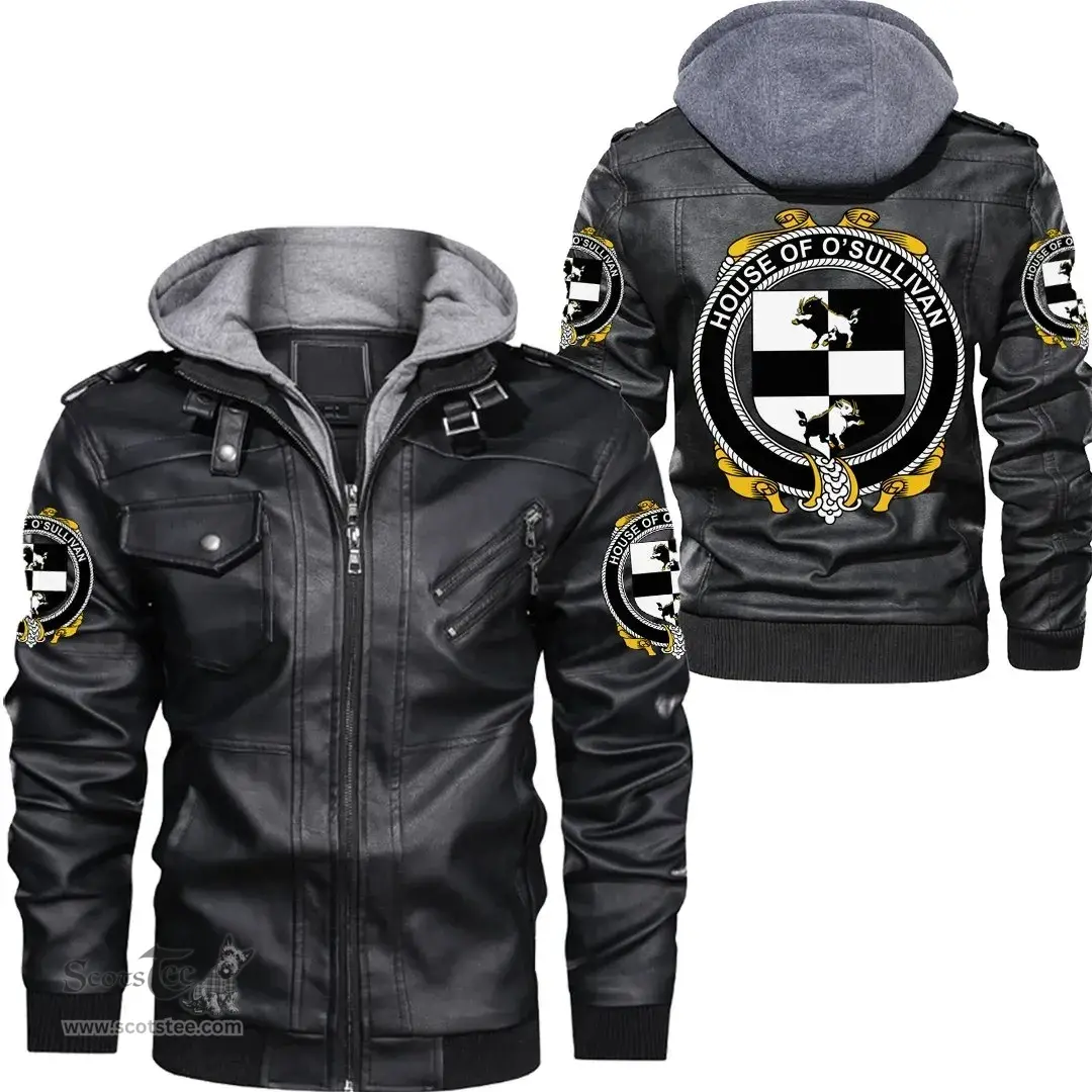 Irish House of O'SULLIVAN Coat of Arms Family Crest Ireland Leather Jacket Irish Jackets
