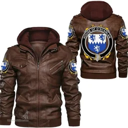 Irish House of O'SCANLAN (Munster) Coat of Arms Family Crest Ireland Leather Jacket Irish Jackets