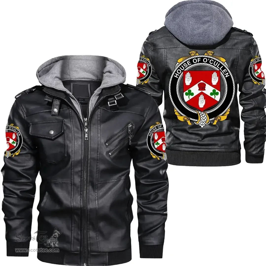 Irish House of O'CULLEN Coat of Arms Family Crest Ireland Leather Jacket Irish Jackets