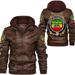 Irish House of O'HEFFERNAN Coat of Arms Family Crest Ireland Leather Jacket Irish Jackets