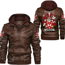 Irish Johnson Coat of Arms Family Crest Ireland Leather Jacket Irish Jackets