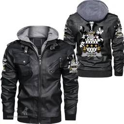 Irish Lyster Coat of Arms Family Crest Ireland Leather Jacket Irish Jackets