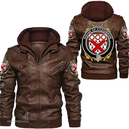 Irish House of FITZGIBBON Coat of Arms Family Crest Ireland Leather Jacket Irish Jackets