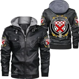 Irish House of FITZGIBBON Coat of Arms Family Crest Ireland Leather Jacket Irish Jackets