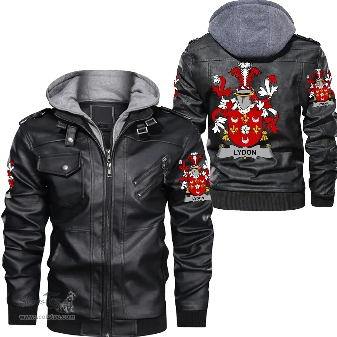 Irish Lydon or Leyden Coat of Arms Family Crest Ireland Leather Jacket Irish Jackets
