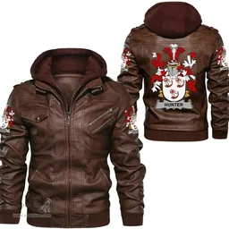 Irish Hunter Coat of Arms Family Crest Ireland Leather Jacket Irish Jackets