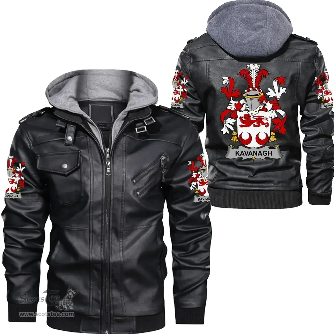 Irish Kavanagh or Cavanagh Coat of Arms Family Crest Ireland Leather Jacket Irish Jackets