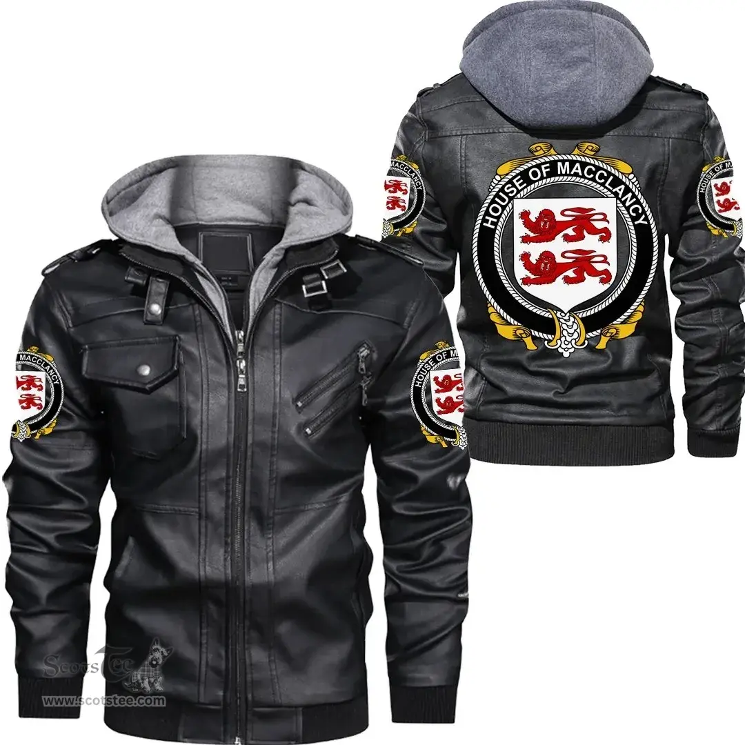 Irish House of MACCLANCY Coat of Arms Family Crest Ireland Leather Jacket Irish Jackets