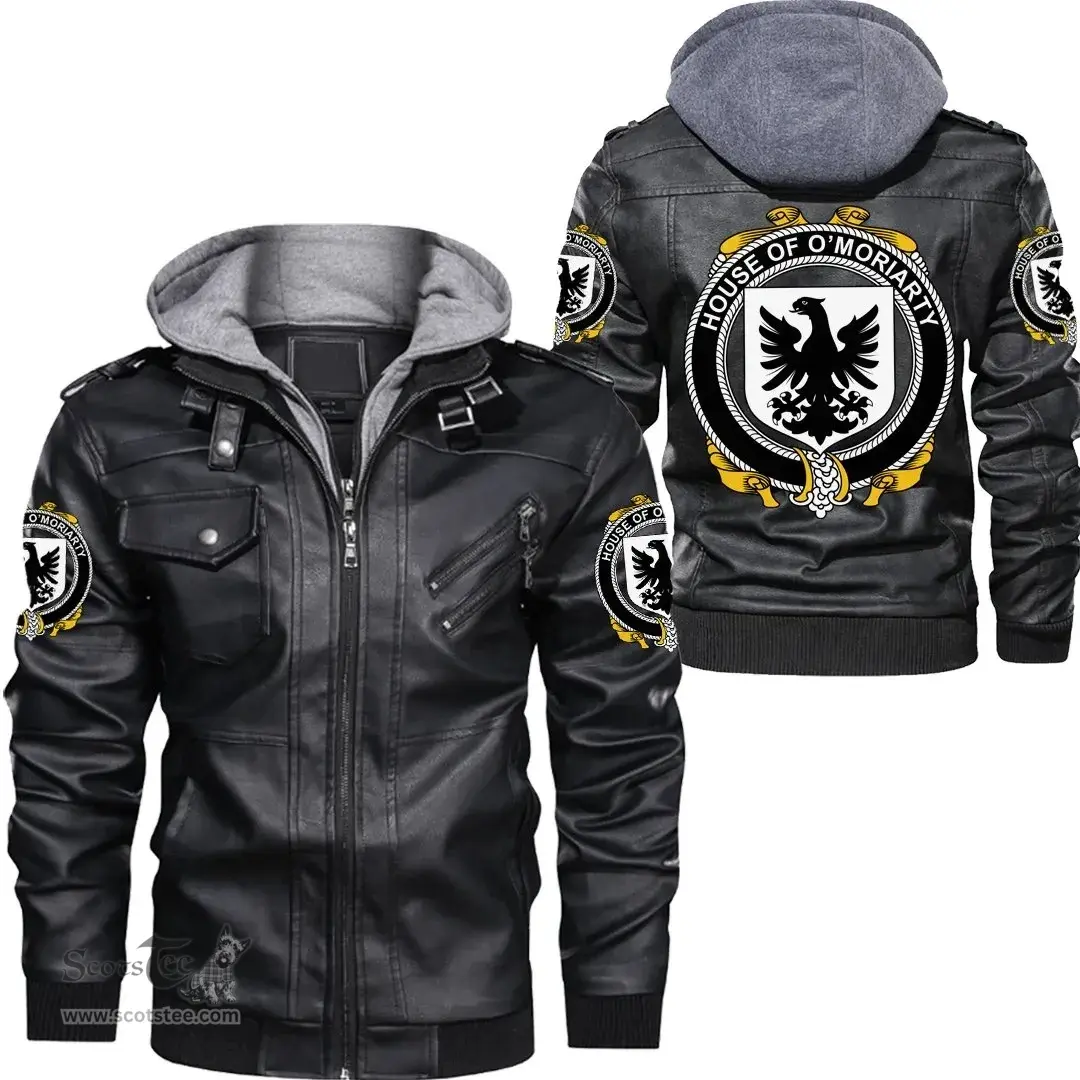 Irish House of O'MORIARTY Coat of Arms Family Crest Ireland Leather Jacket Irish Jackets