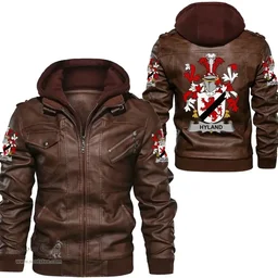 Irish Hyland or O'Hyland Coat of Arms Family Crest Ireland Leather Jacket Irish Jackets