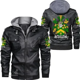 Irish McCurdy or Curdy Coat of Arms Family Crest Ireland Leather Jacket Irish Jackets