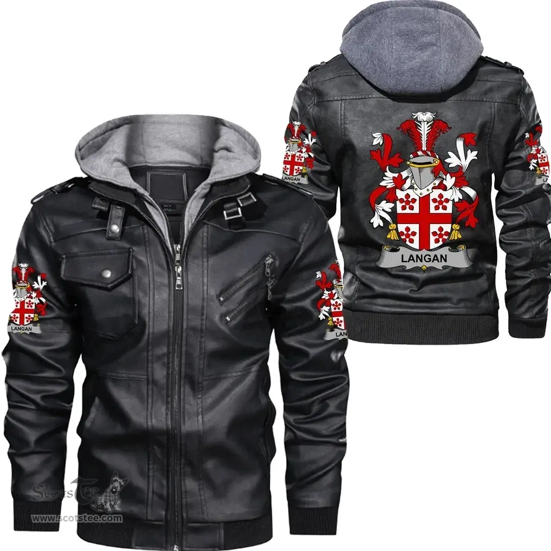 Irish Langan or O'Longan Coat of Arms Family Crest Ireland Leather Jacket Irish Jackets