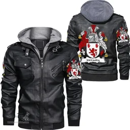 Irish McCauley Coat of Arms Family Crest Ireland Leather Jacket Irish Jackets