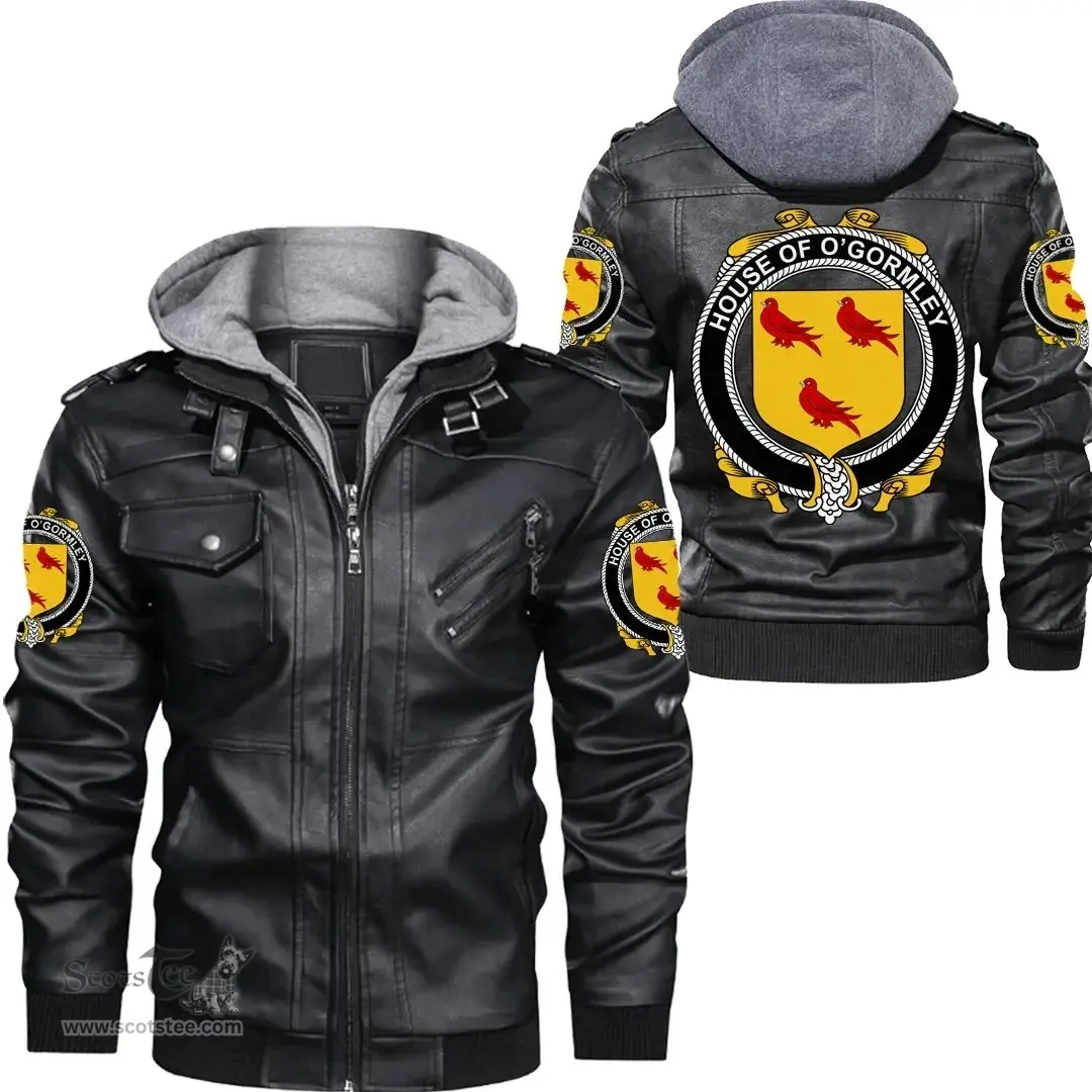 Irish House of O'GORMLEY Coat of Arms Family Crest Ireland Leather Jacket Irish Jackets