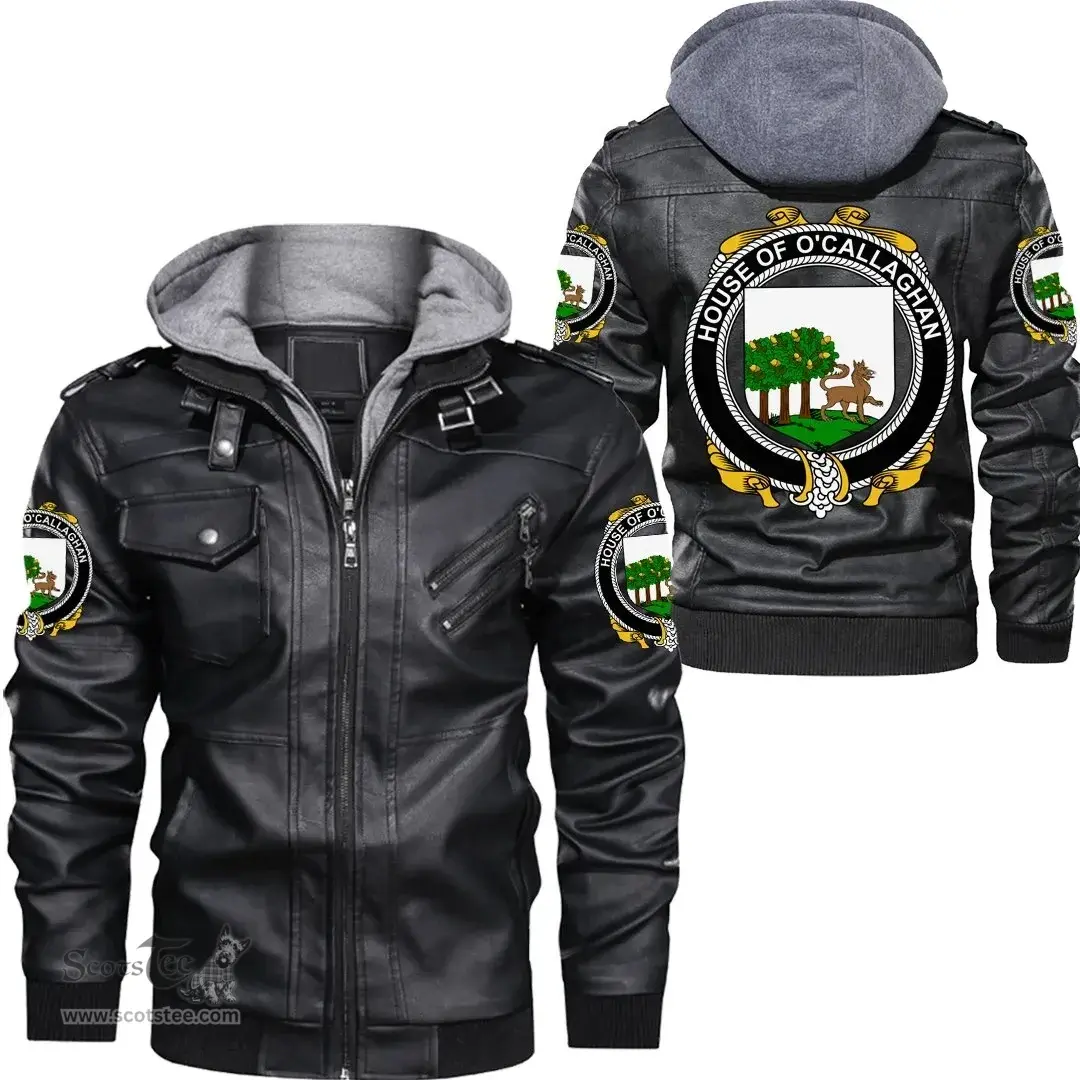 Irish House of O'CALLAGHAN Coat of Arms Family Crest Ireland Leather Jacket Irish Jackets