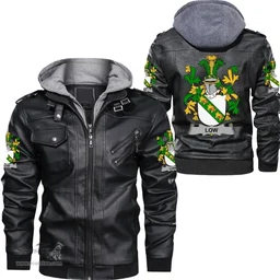 Irish Low Coat of Arms Family Crest Ireland Leather Jacket Irish Jackets