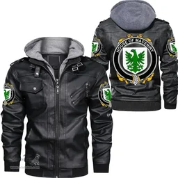 Irish House of MACENIRY Coat of Arms Family Crest Ireland Leather Jacket Irish Jackets