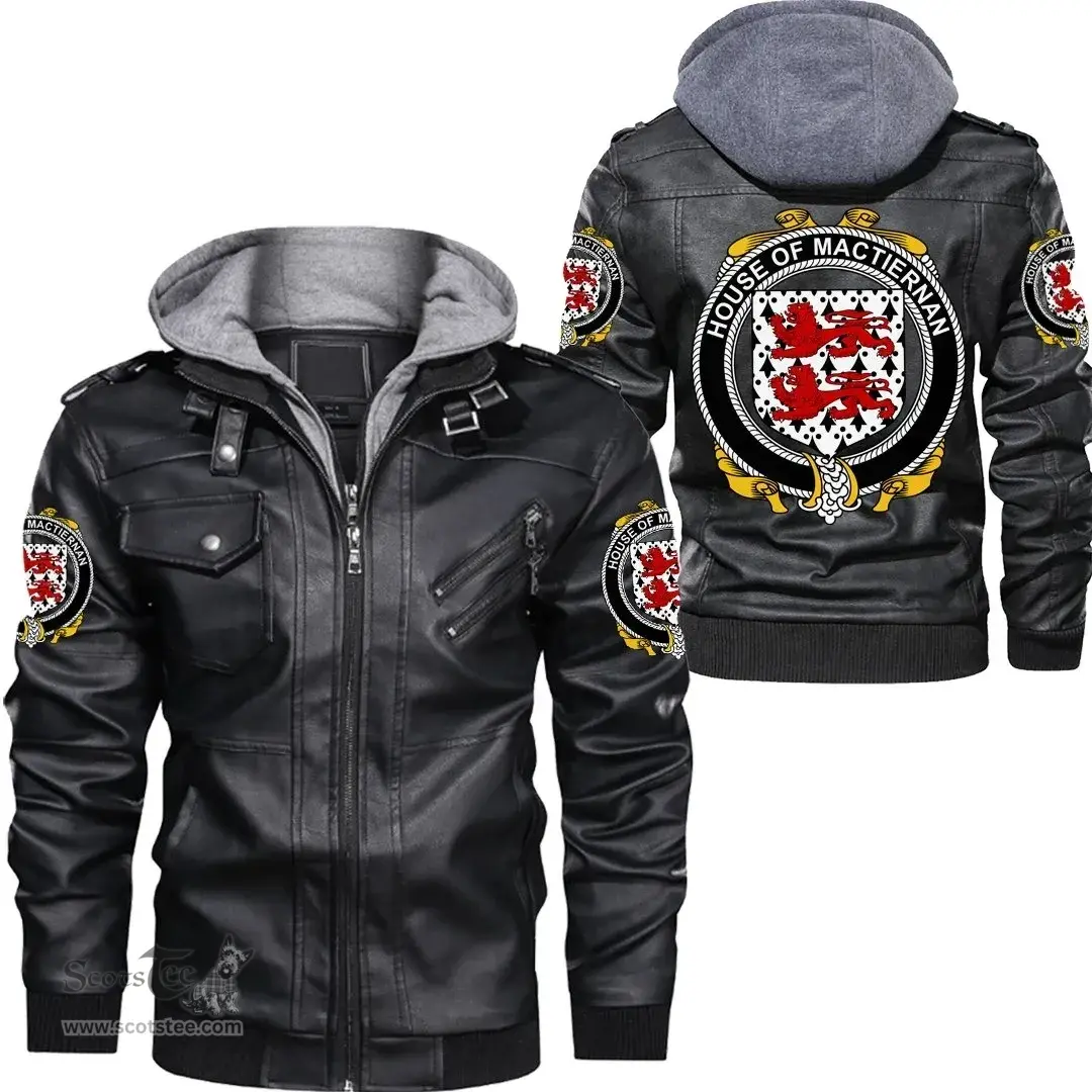 Irish House of MACTIERNAN Coat of Arms Family Crest Ireland Leather Jacket Irish Jackets