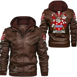 Irish Lindsey Coat of Arms Family Crest Ireland Leather Jacket Irish Jackets