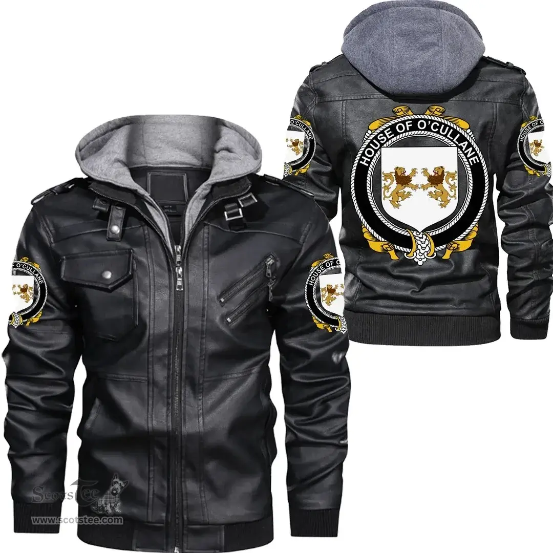 Irish House of O'CULLANE (or Collins) Coat of Arms Family Crest Ireland Leather Jacket Irish Jackets