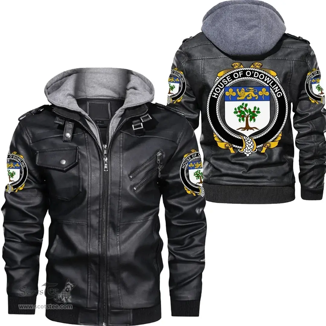 Irish House of O'DOWLING Coat of Arms Family Crest Ireland Leather Jacket Irish Jackets