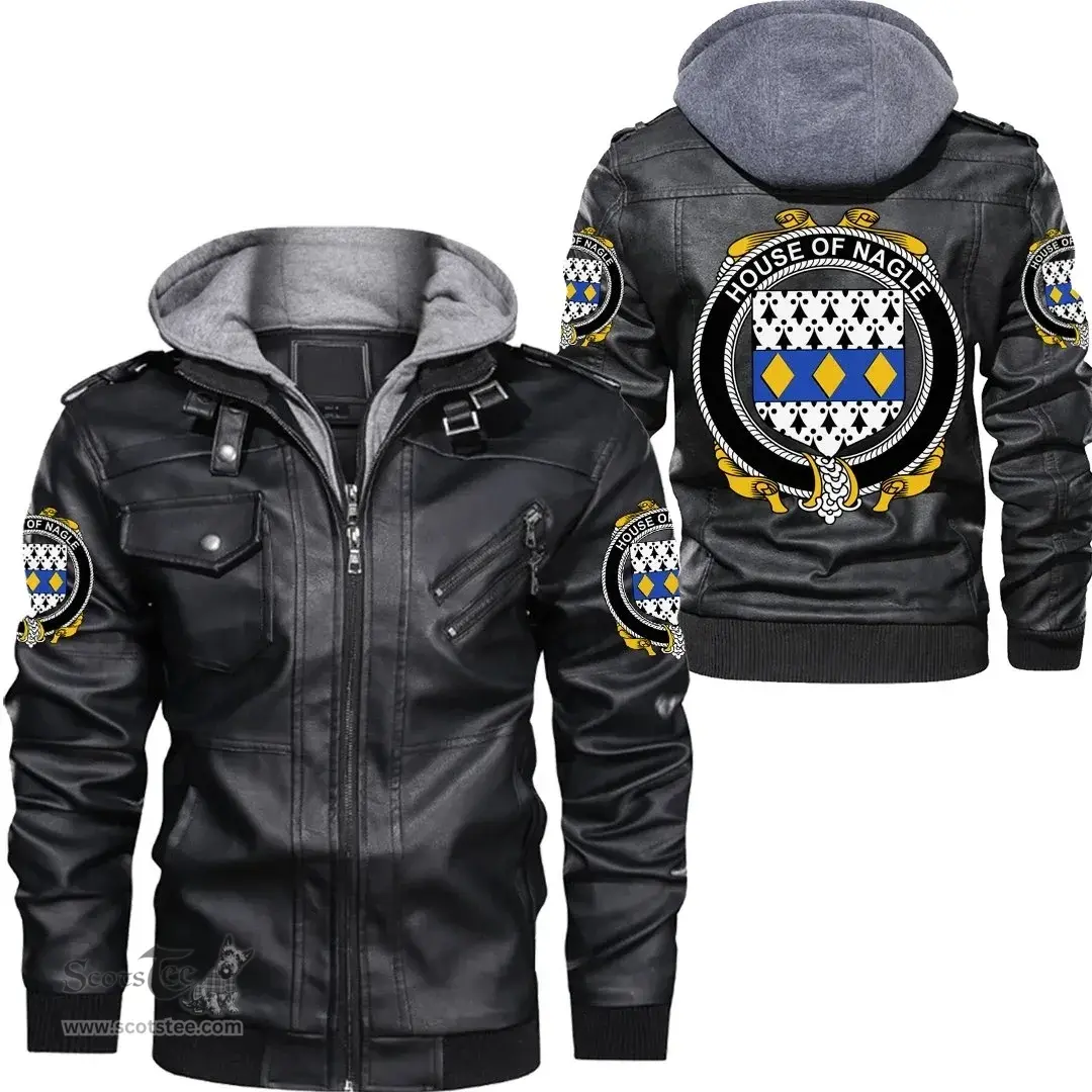 Irish House of NAGLE Coat of Arms Family Crest Ireland Leather Jacket Irish Jackets