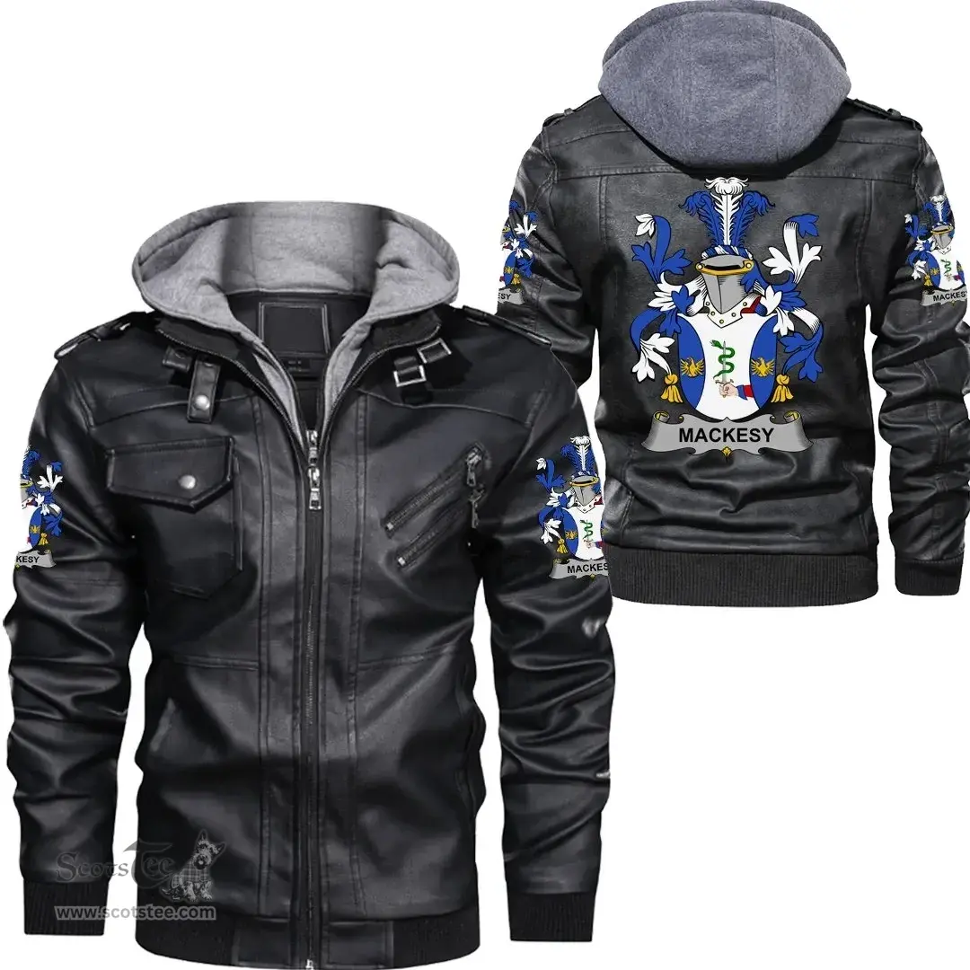 Irish Mackesy Coat of Arms Family Crest Ireland Leather Jacket Irish Jackets