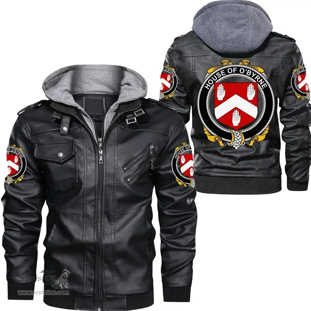 Irish House of O'BYRNE Coat of Arms Family Crest Ireland Leather Jacket Irish Jackets