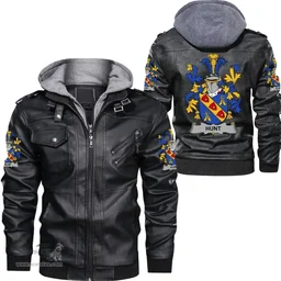 Irish Hunt Coat of Arms Family Crest Ireland Leather Jacket Irish Jackets