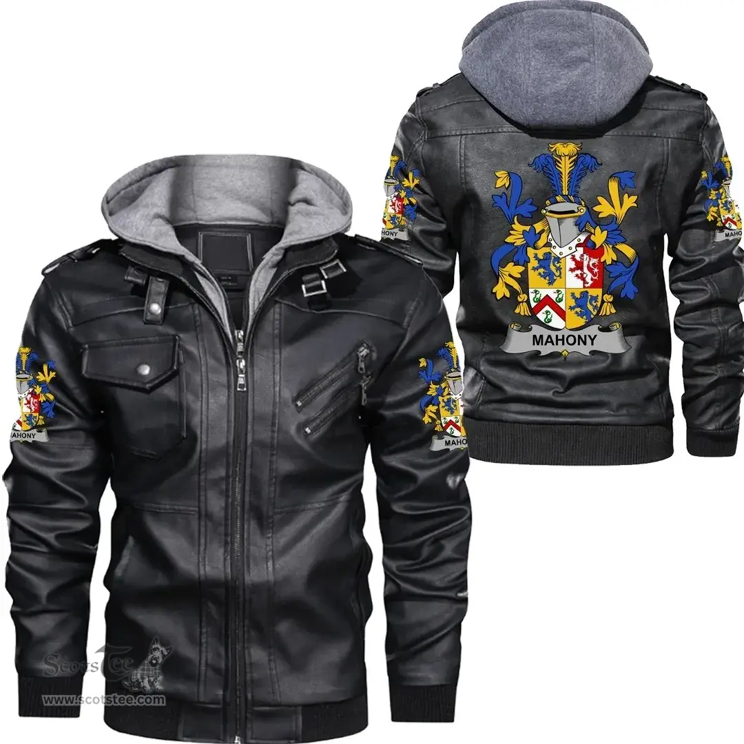 Irish Mahony or O'Mahoney Coat of Arms Family Crest Ireland Leather Jacket Irish Jackets