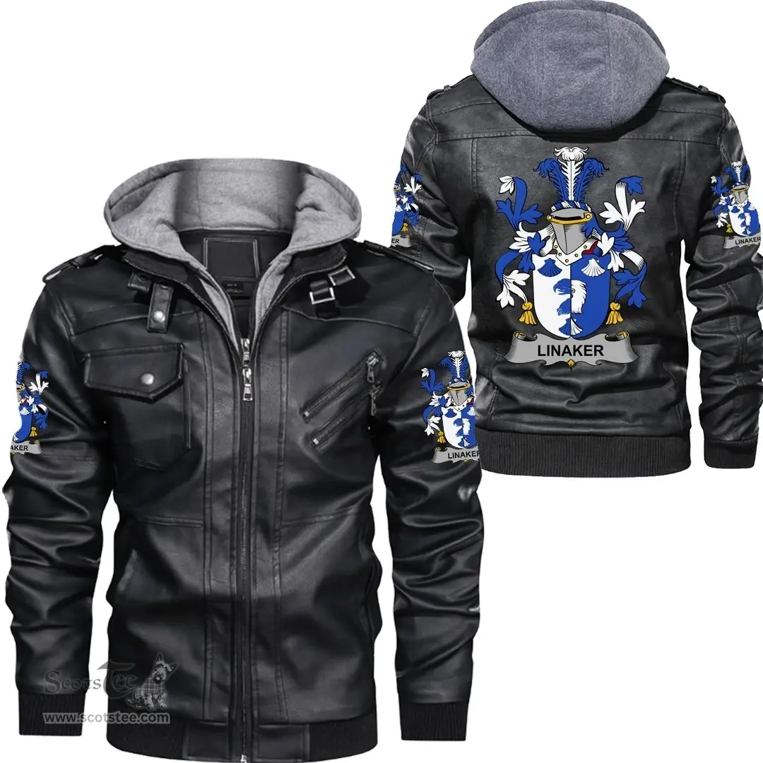 Irish Linaker Coat of Arms Family Crest Ireland Leather Jacket Irish Jackets