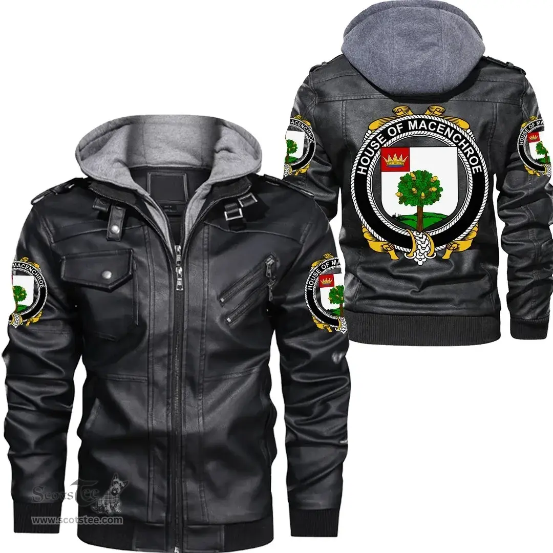 Irish House of MACENCHROE Coat of Arms Family Crest Ireland Leather Jacket Irish Jackets