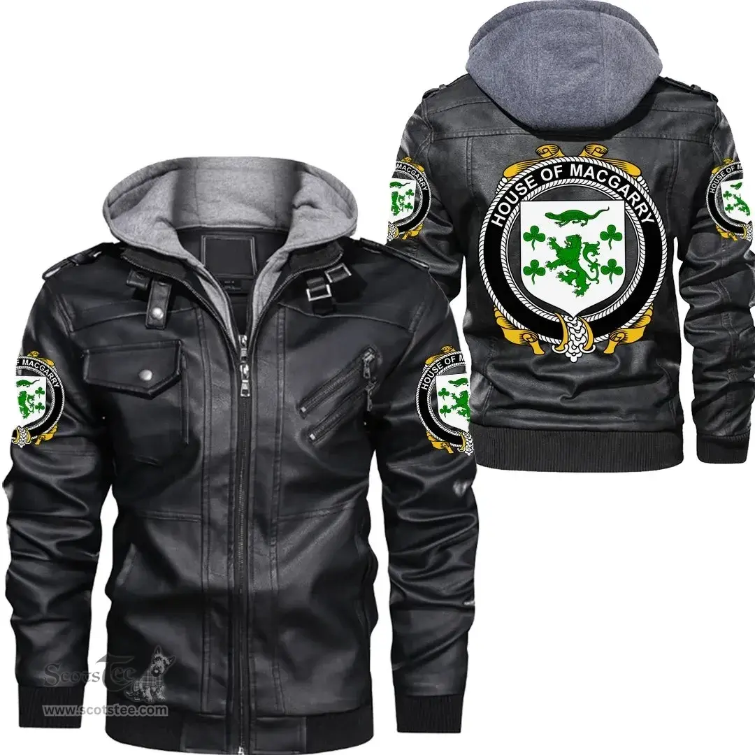 Irish House of MACGARRY Coat of Arms Family Crest Ireland Leather Jacket Irish Jackets
