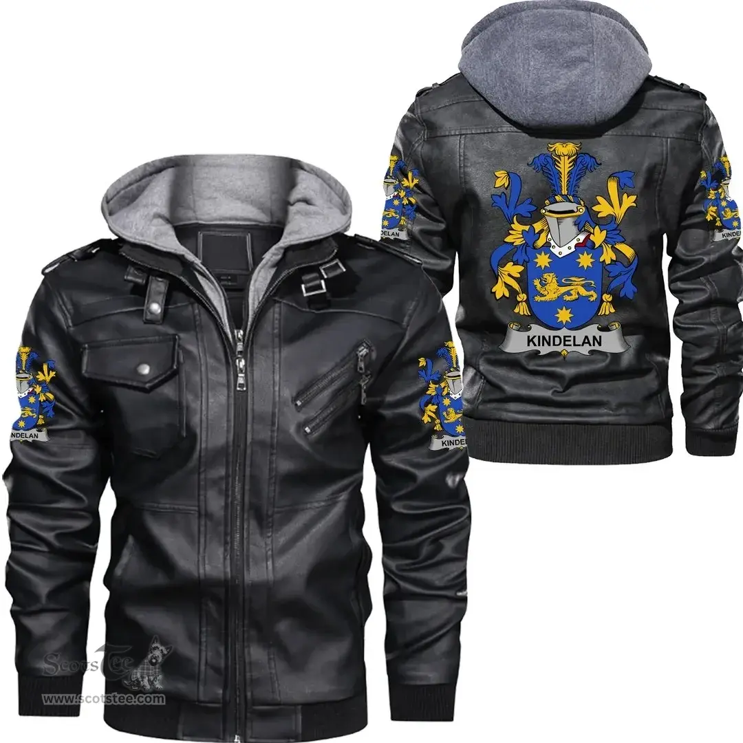 Irish Kindelan or O'Kindelan Coat of Arms Family Crest Ireland Leather Jacket Irish Jackets