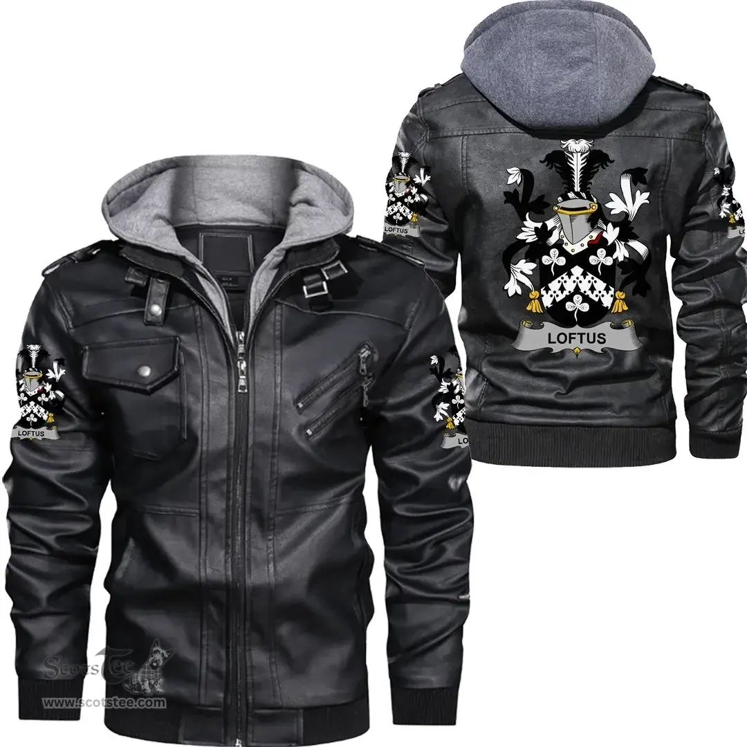 Irish Loftus Coat of Arms Family Crest Ireland Leather Jacket Irish Jackets