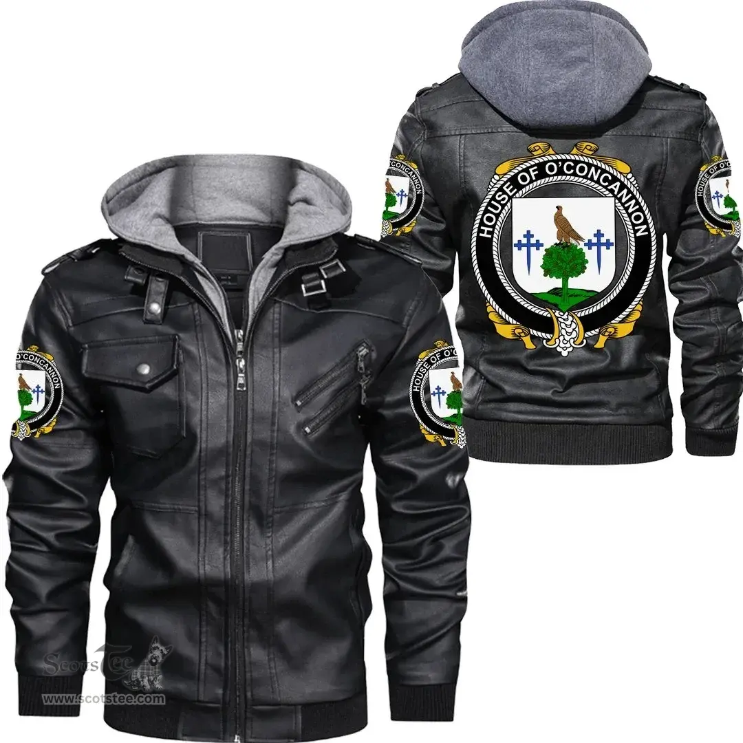 Irish House of O'CONCANNON Coat of Arms Family Crest Ireland Leather Jacket Irish Jackets