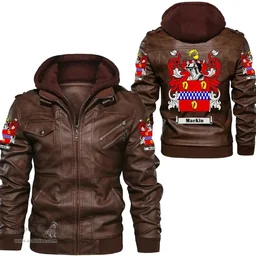 Irish Mackin Coat of Arms Family Crest Ireland Leather Jacket Irish Jackets