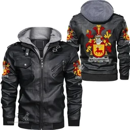 Irish McCartney or MacCartney Coat of Arms Family Crest Ireland Leather Jacket Irish Jackets