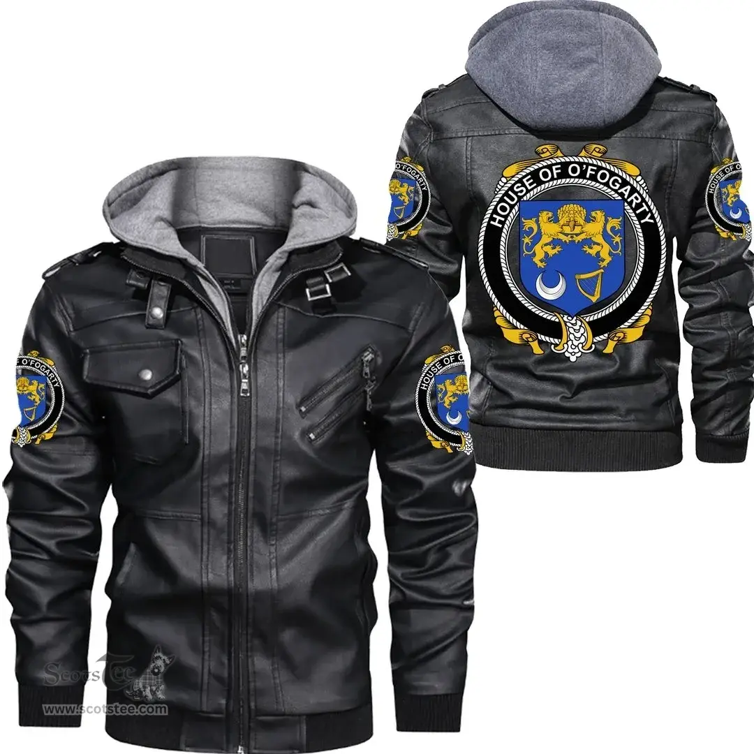 Irish House of O'FOGARTY Coat of Arms Family Crest Ireland Leather Jacket Irish Jackets