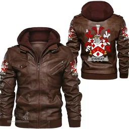 Irish Staveley Coat of Arms Family Crest Ireland Leather Jacket Irish Jackets
