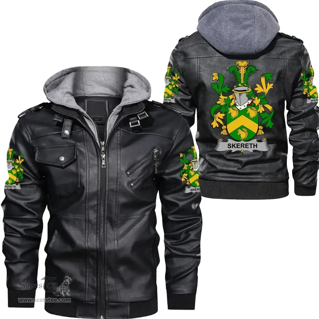 Irish Skereth or Skerret Coat of Arms Family Crest Ireland Leather Jacket Irish Jackets