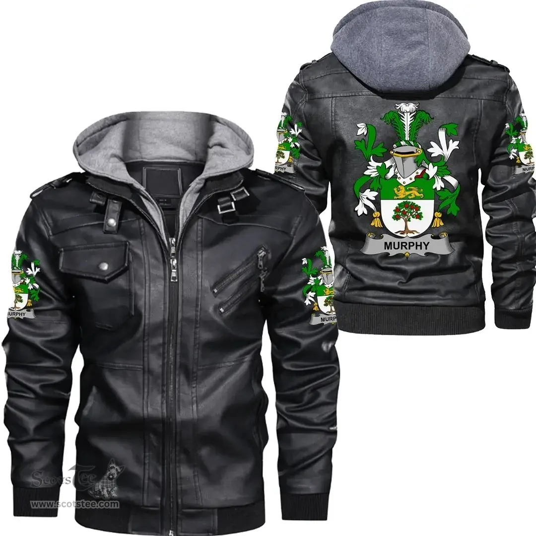 Irish Murphy (Wexford) Coat of Arms Family Crest Ireland Leather Jacket Irish Jackets