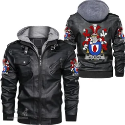 Irish Mulrony or O'Mulroney Coat of Arms Family Crest Ireland Leather Jacket Irish Jackets